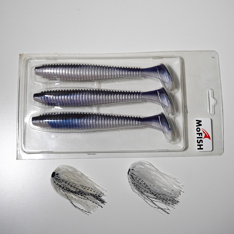 3vnt, 16cm MoFish follow natural guminukai + 2vnt silikoniniai šereliai
